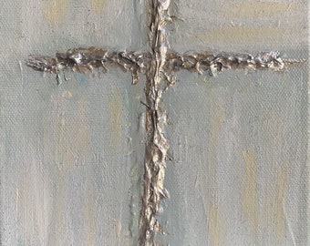 Cross Painting, Spiritual Art, Small Cross Painting, Small Cross on Canvas, Acrylic Painting, Artwork, Original Painting