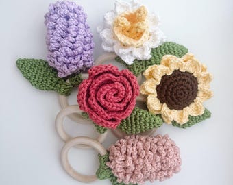 Spring Flower Crochet Rattles