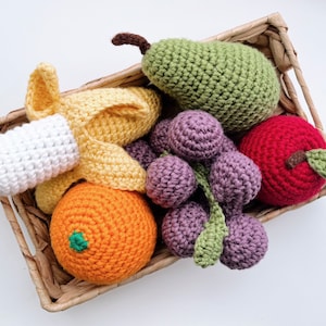 Crochet Play Food Fruit Sets with cotton market bag