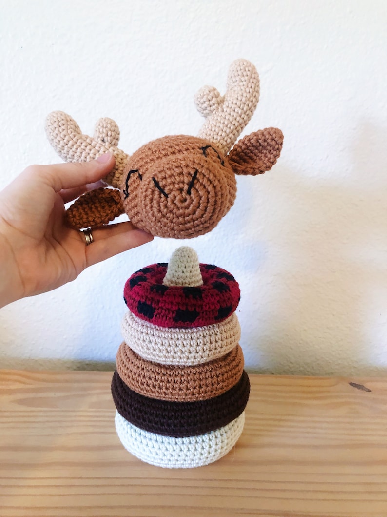 Woodland Moose Crochet Stacking Ring Toy - Etsy
