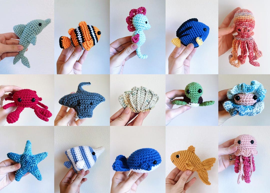 ハンドメイド　編みぐるみ　置物　インテリア　かぎ針編み　海の生き物 ハンドメイド 編みぐるみ 置物 インテリア かぎ針編み 海の生き物