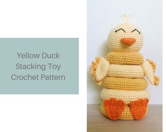 PDF Pattern: Yellow Duck Stacking Rings Crochet Baby Toy