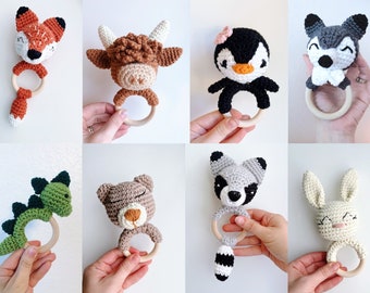 Hochets animaux en coton au crochet