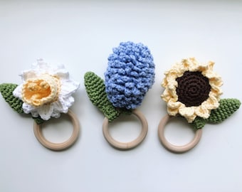 Spring Flower Crochet Rattles