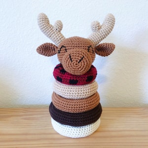 Woodland Moose Crochet Stacking Ring Toy
