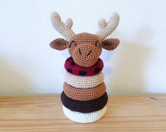 Woodland Moose Crochet Stacking Ring Toy