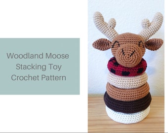 PDF Pattern: Woodland Moose Stacking Ring Crochet Toy
