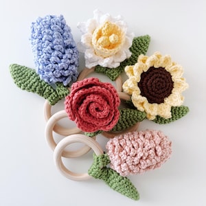 Spring Flower Crochet Rattles