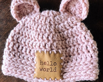 VPTMRP Gorro De Punto Cálido Con Orejas De Oso - Talla Única 55-60 Cm - Algodón Y Lana