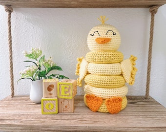 Yellow Duck Crochet Stacking Rings Toy