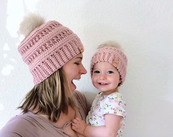 Crochet Soft and Cozy Mom and Me Beanie Sets