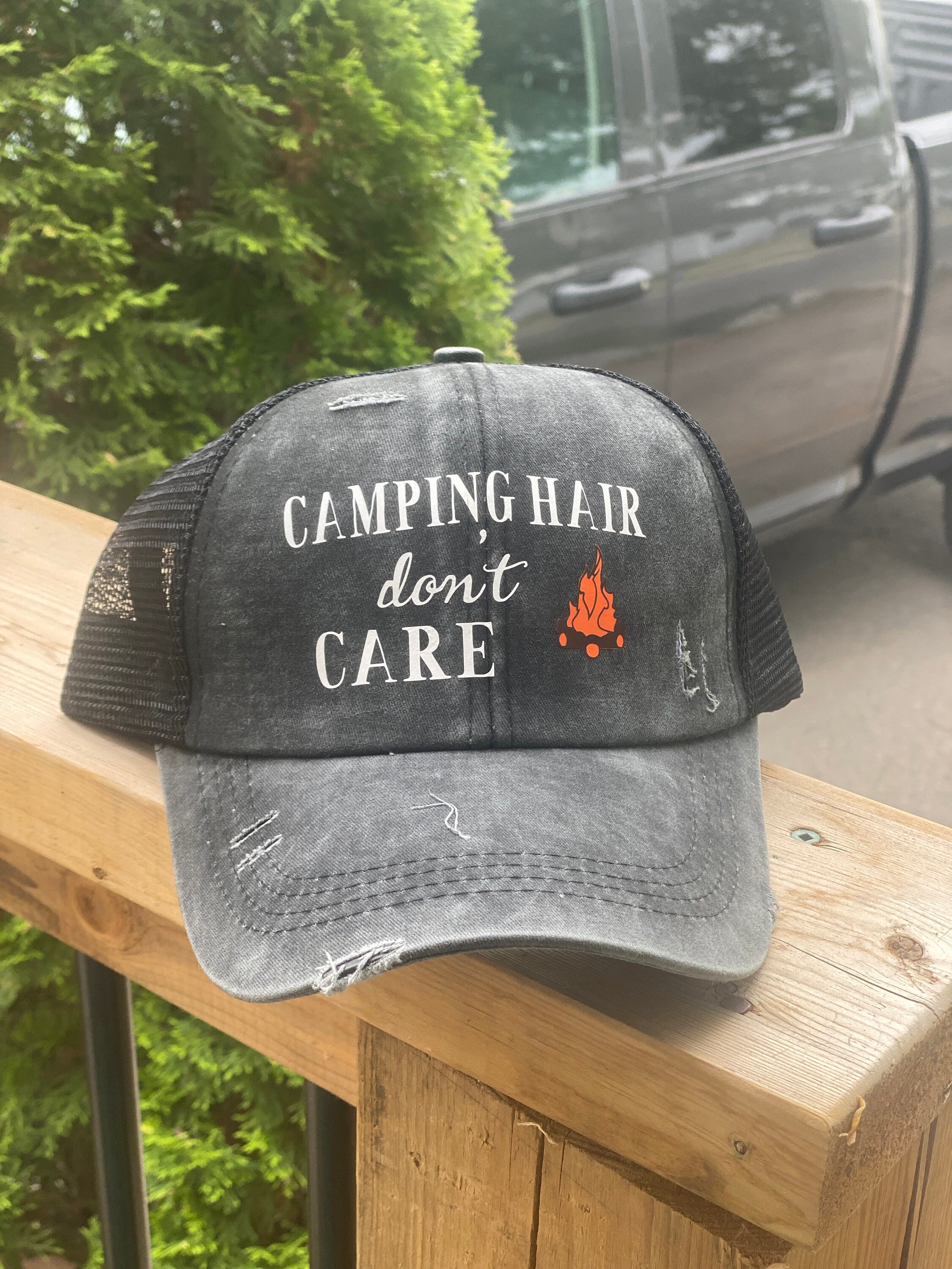 Camping Hair Criss Cross Ponytail Hat 