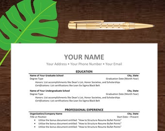 Classic Resume Template Instant Download, Traditional Resume Template, Bonus Resume Writing Tips