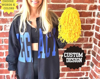 Custom School Team Raw Cut Sweatshirt: Oversized Game Day Crewneck