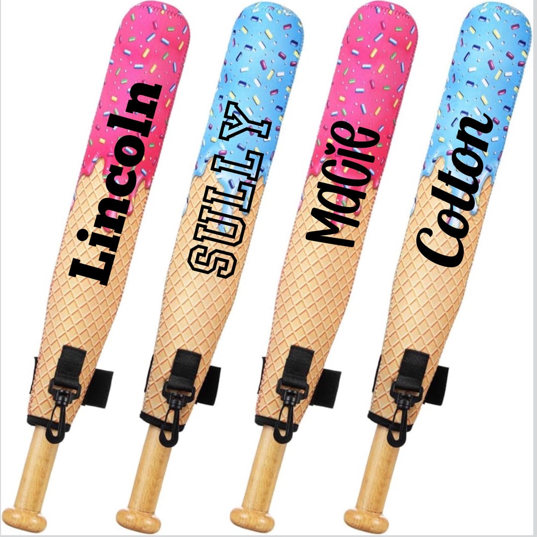 Bat Ice Shape Custom Ice Cream Drip Baseball Bat Sleeve, Personalized Softball Bat ...