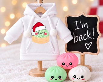 Elf Prop Kit: Dumpling Hoodie, Squishies, I'm Back Sign (Christmas Elf Accessories)