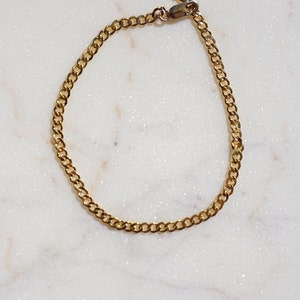 Dainty Flat Curb Chain Bracelet, Gold Filled, Gold Chain Bracelet, Cuban Link Bracelet, Stacking Jewelry, Gift for Her/Him, Cuban Chain