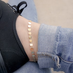 14K Gold Filled Anklet, Gold Anklet, Anklet, Trendy Gold Anklet, Disc Anklet, Gold Filled, Dainty Anklet, Ankle Bracelet