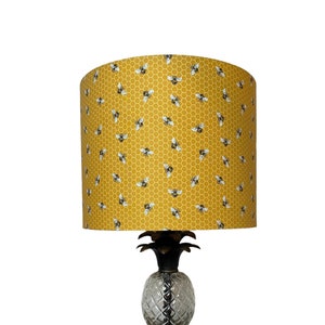 Yellow Ochre Bees and Honeycomb Handmade Lampshade