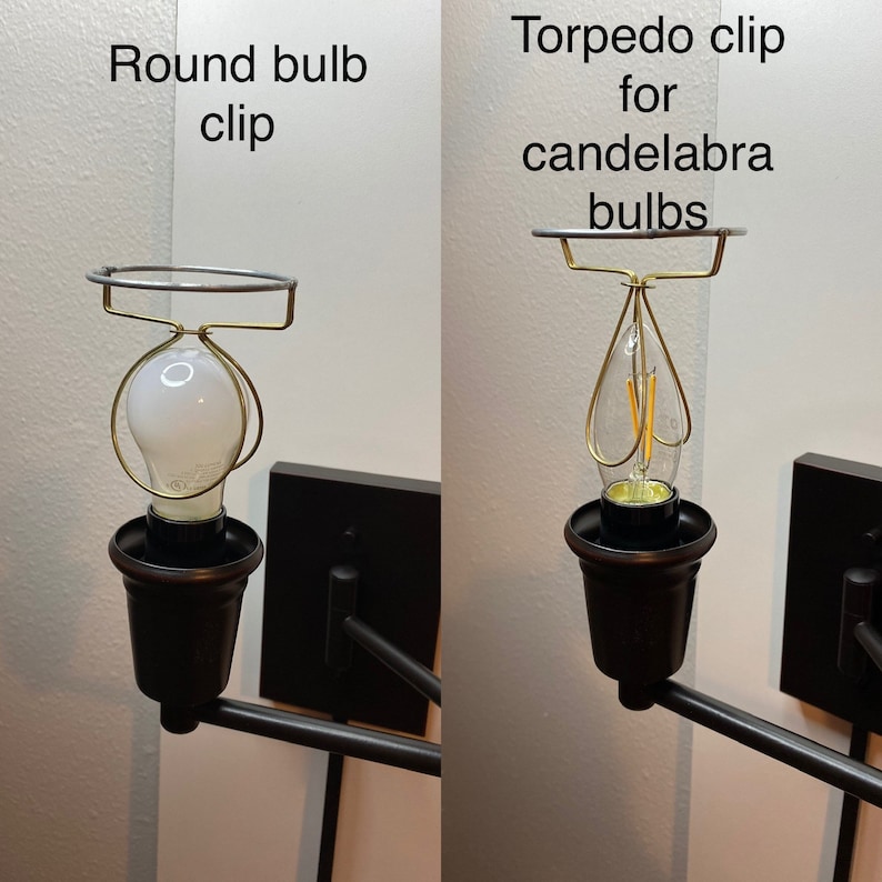 May include: Two different types of light bulb clips. The first is a round bulb clip, the second is a torpedo clip for candelabra bulbs.