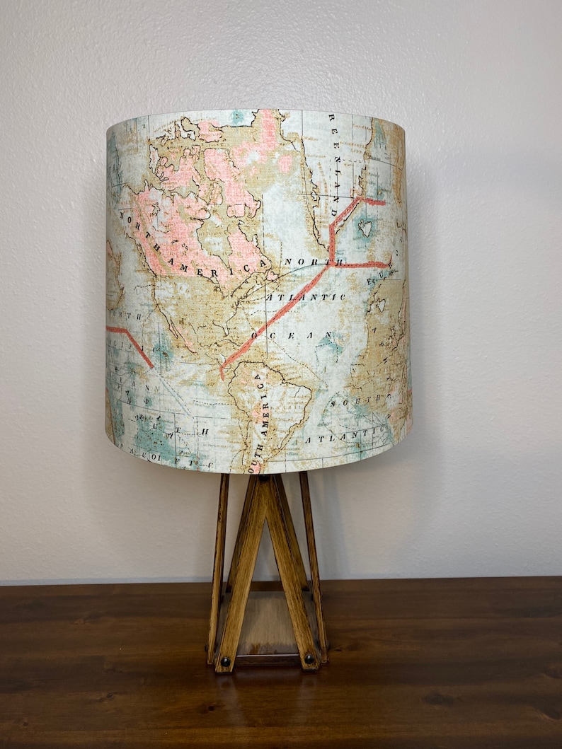 Antique World Map Handmade Lampshade Etsy