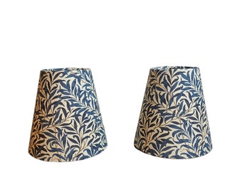 William Morris Mini Willow Bough Navy Fabric Sconce Chandelier Candelabra Lampshade (sold individually)