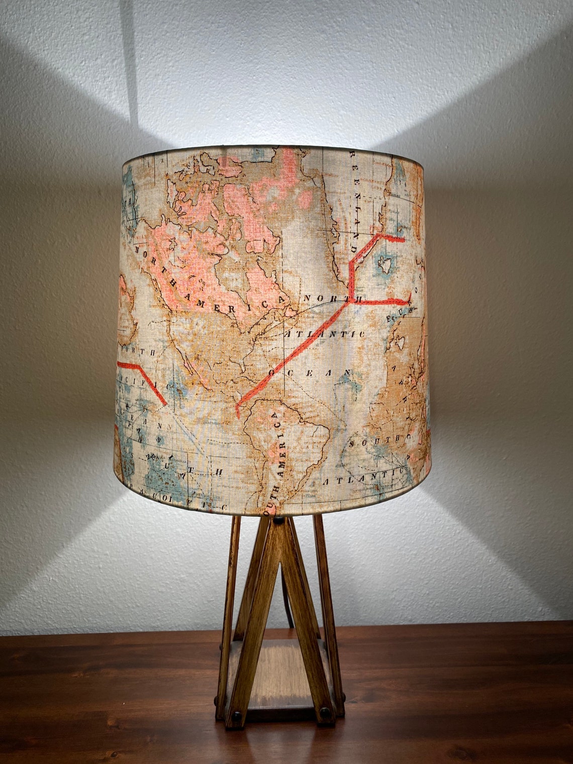 Antique World Map Handmade Lampshade Etsy
