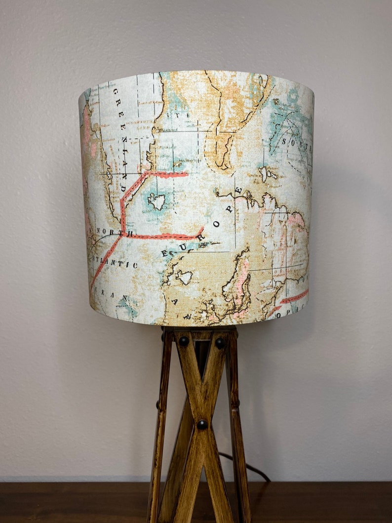 Antique World Map Handmade Lampshade Etsy