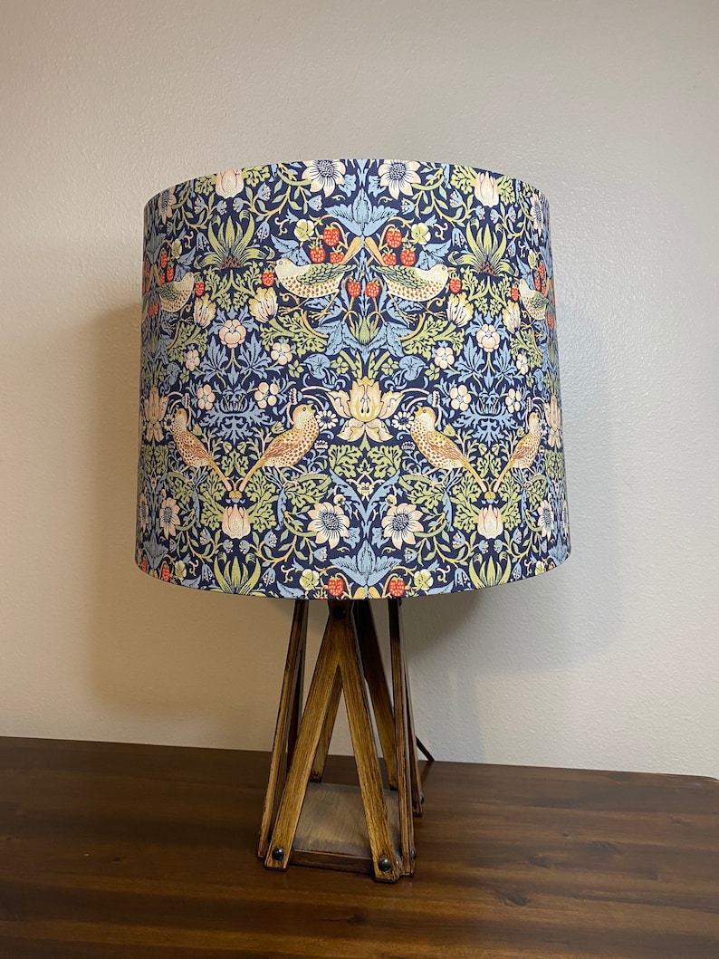 William Morris Strawberry Thief Navy Handmade Lampshade Empire 10x12x10 inches