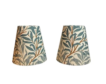 William Morris Willow Bough Green Fabric Sconce Chandelier Candelabra Lampshade (sold individually)