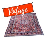 SERAPI RUG - 5.5x6.6 Ft. Handmade 1960s Vintage Rug, Lilihan Mallayer Sarouk Serapi Area Rug