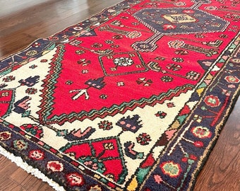 Vintage Persian Rug, 100% Hand-Knotted Wool Runner