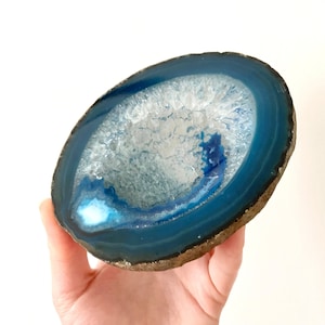 Polished Geode Ashtray, Vintage Rock Stone Trinket Dish, Gift Ideas