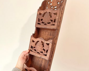 Handcarved Rosewood Letter & Key Holder, Office Organizer, Made in India