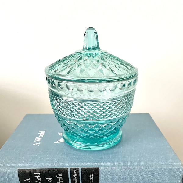 Vintage Glass Jar with Lid, Vanity Stylish Storage Dish, Made in Indonesia