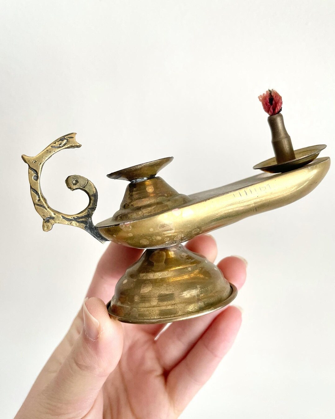 Brass Genie Oil Lamp Aladdinstyle Decor Etsy