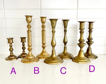 PAIRS | Solid Brass Candle Stick Holders, Vintage Made in India