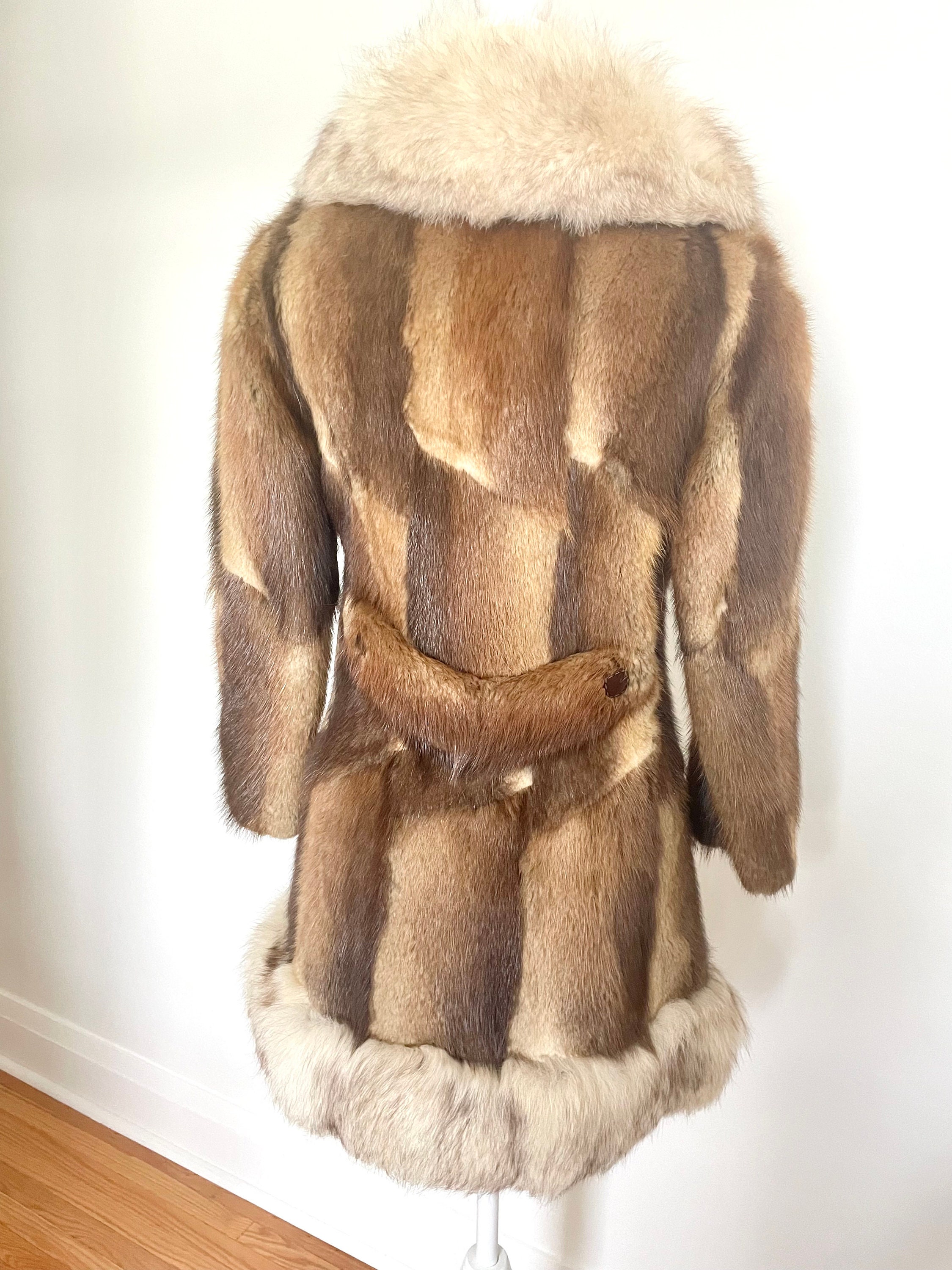 1960s Genuine Fur Penny Lane Coat With Pockets and Fur Belt - Etsy