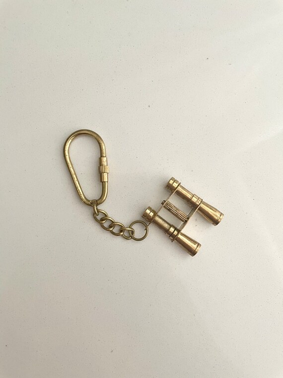 Brass Binoculars Keychain, Vintage Brass Accessories,… Gem
