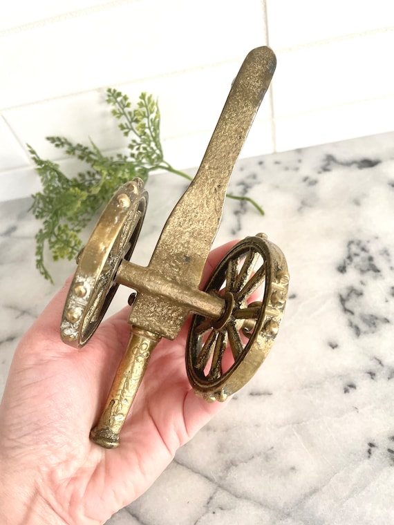 Vintage Solid Brass Cannon Figurine With Rolling Wheels - Etsy