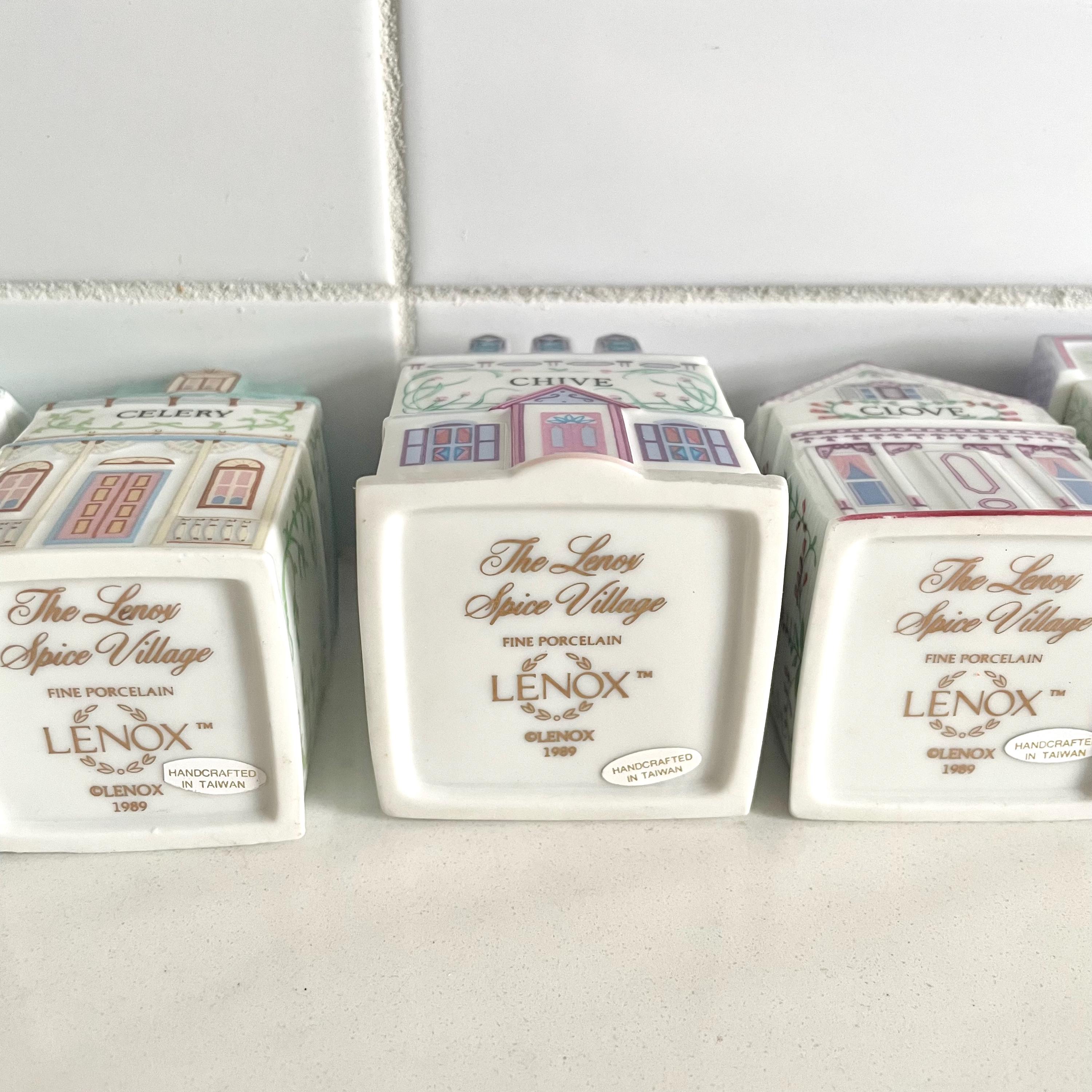 Lenox Spice Village Jars, 1980s Fine Porcelain Spice Jars, Vintage