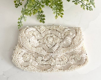 Vintage French Micro-Beaded Coin Purse, Handmade in France