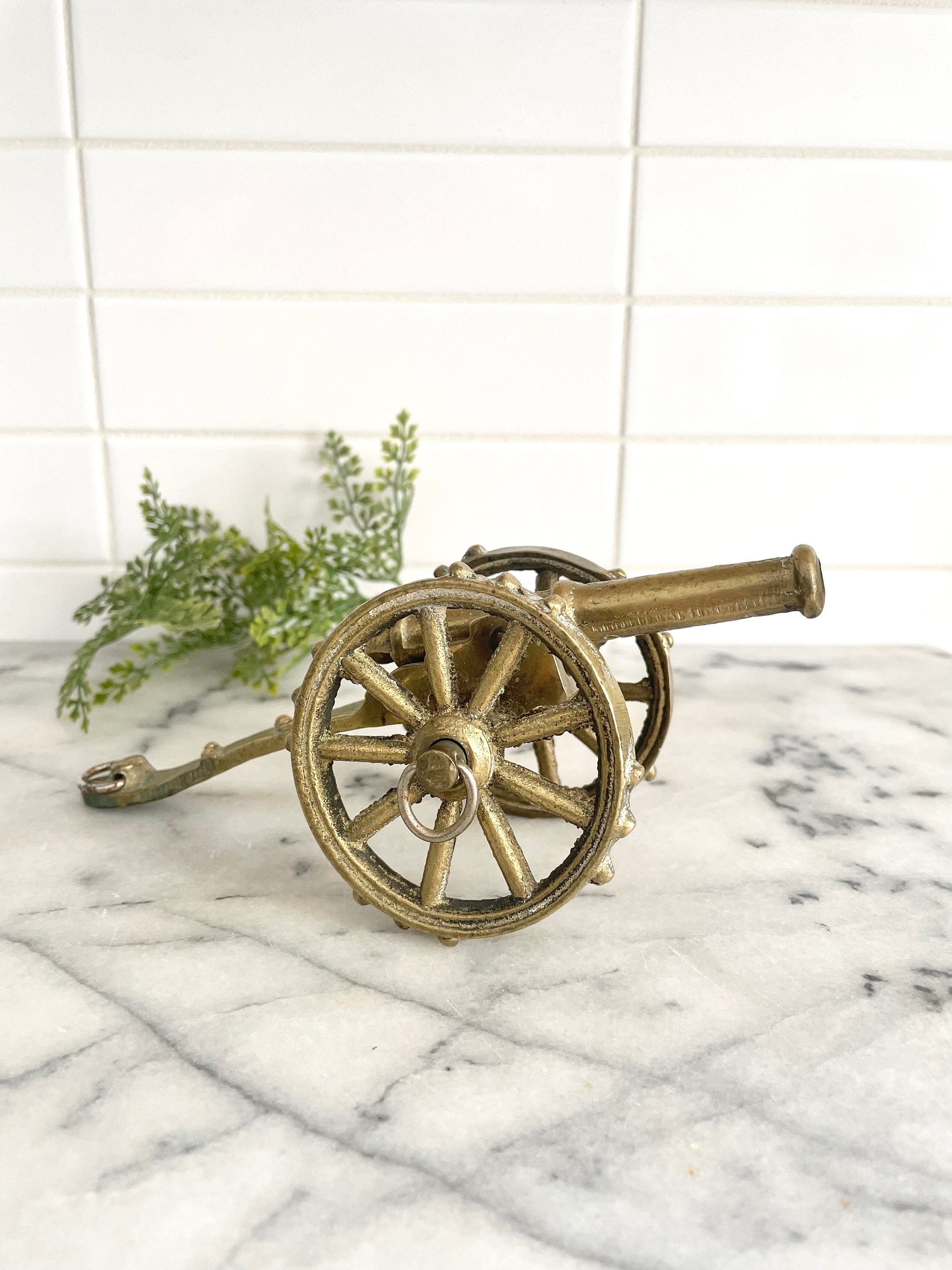 Vintage Solid Brass Cannon Figurine With Rolling Wheels - Etsy