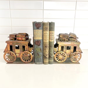 Heavy Cast Metal Floral Bouquet Bookends, Vintage Bronze Decor