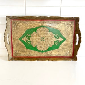 Vintage Italian Florentine Tray with Handles, Genuine Made in Italy
