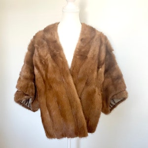 1960s Genuine Mink Stole with Arm Holes, Elegant Formal Wear for Wedding & Special Events, Bridal and Bridesmaid Shawl