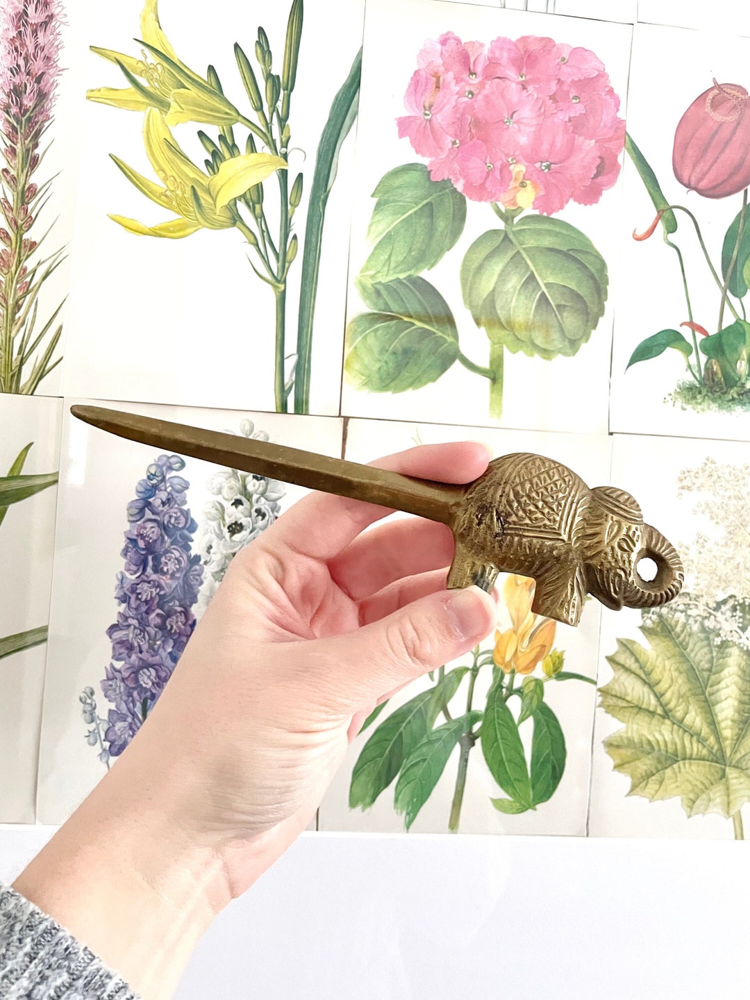 Brass Letter Opener, Vintage Brass Elephant Decor Etsy