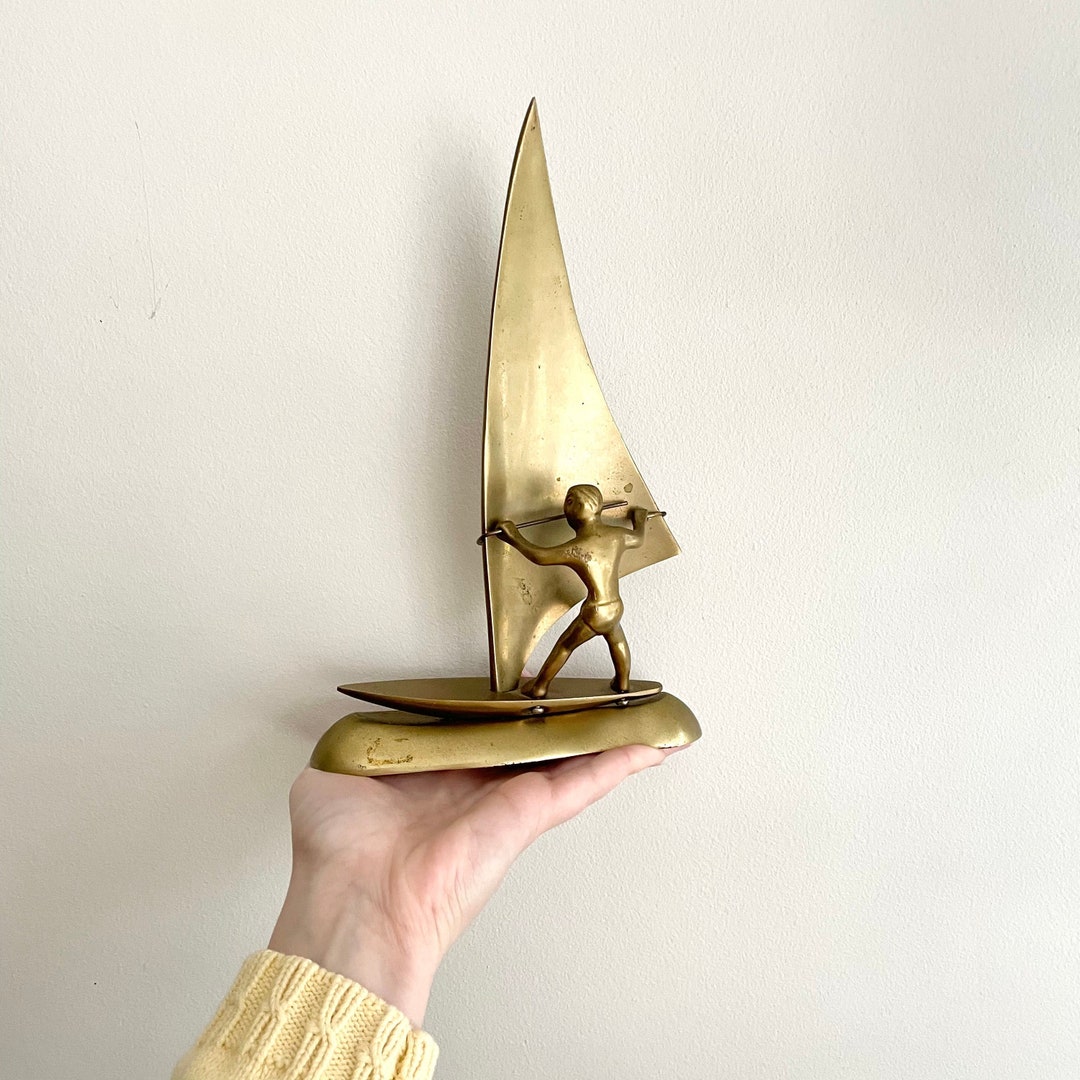 Massive Brass Windsurfer Figur Vintage Geschenkideen Etsy.de
