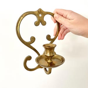 Ornate Brass Swirl Candle Sconce, Vintage Wall Decor, Made in India