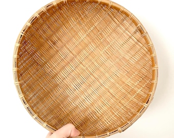 Vintage Wicker Basket Bowl, Bohemian Basket Wall Design